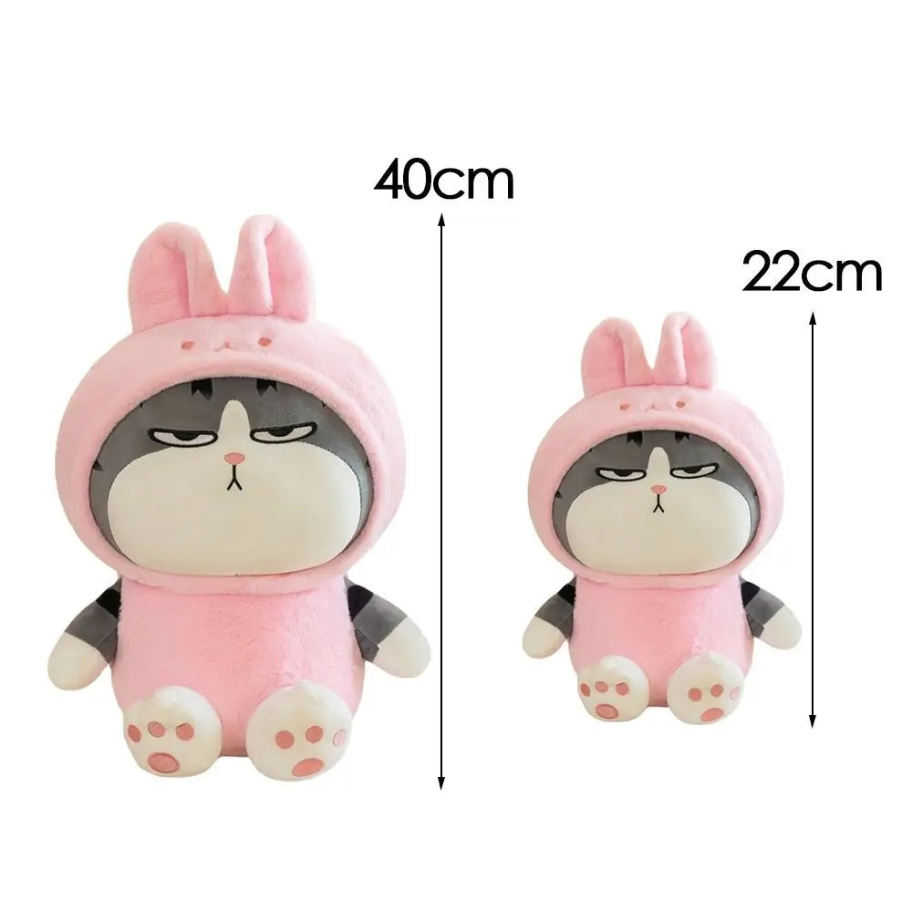 22/40cm Tabby Cat Doll Plush Toy Small Hooded Dressed Panda Frog Bunny Plushie Peluche Cosplay Animal Kids