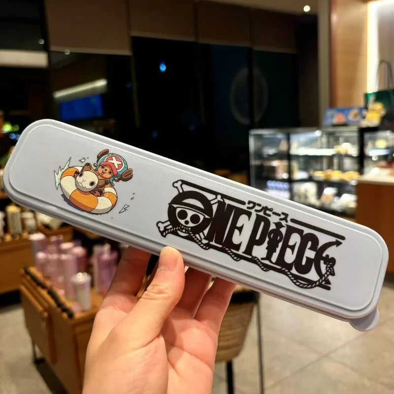 New ONE PIECE Anime Nika Luffy Chopper 304 Stainless Steel Portable Tableware 304 Spoon Fork Chopsticks Student Party Gift
