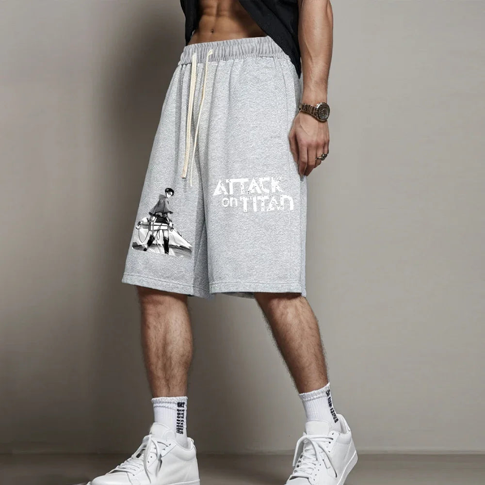 Attack on Titan Shorts Anime Printed Shorts Summer Casual Sportswear Men GYM Workout Male Fitness Sport Shorts Hip Streetwear