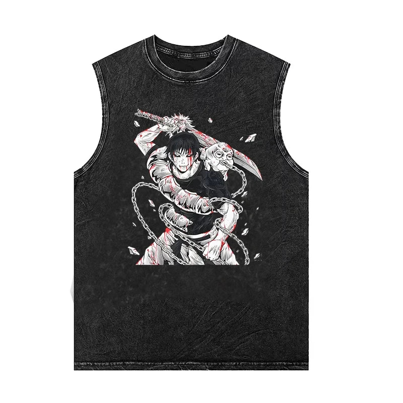 Men's Tank Tops Anime Black Clover Sleeveless Shirt Summer New Women's Oversized Vintage Washed Vest Gym T Shirt Y2k Clothes