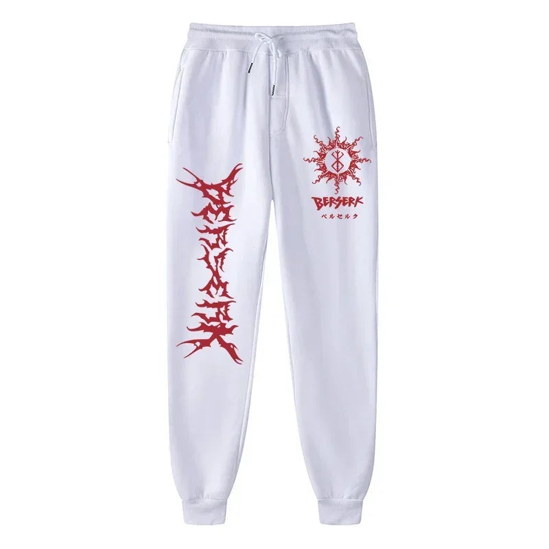 Men's berserk animated printed sportswear pants sports jogging pants casual polar lining pocket pants