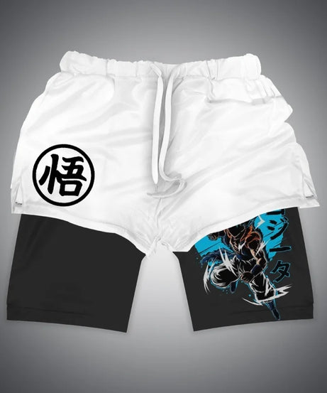 New Dragon Ball Son Goku Shorts Anime Men Double Layer Sports Short Pants Sportswear Jogger Breathable Beach Pants