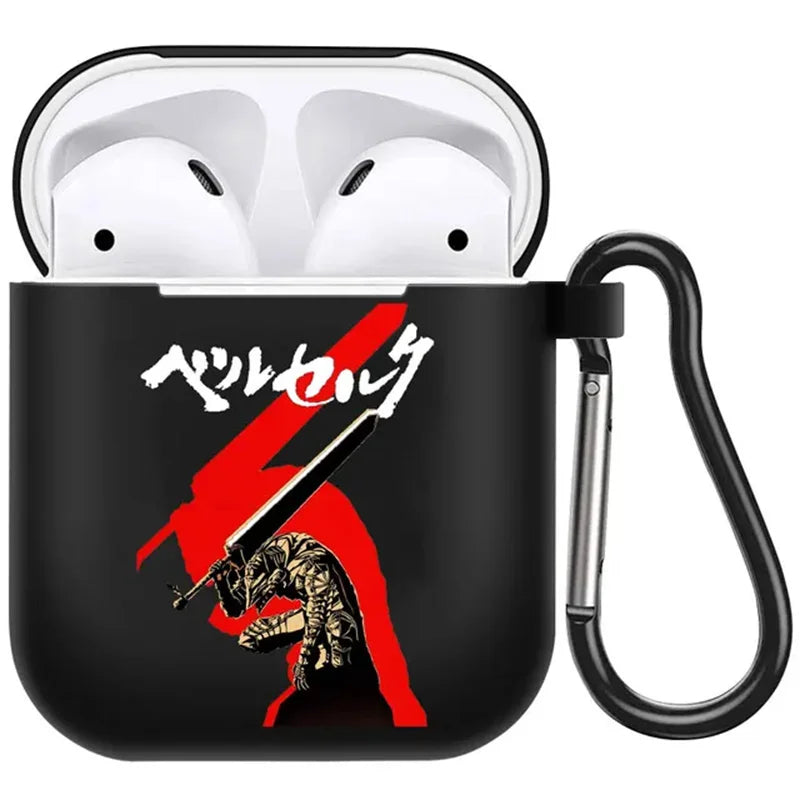 anime Berserk Guts Zodd Earphone Case For AirPods4 1 2 3 Pro Black Soft silicone wireless Bluetooth headphone case