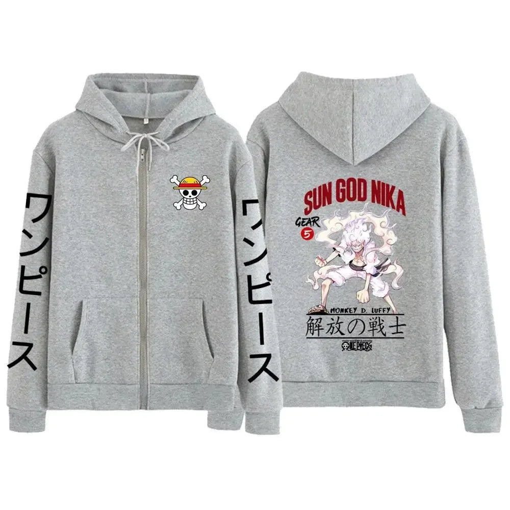 Anime Hooded Jacket One Piece Luffy Men Women Zip Up Sweatshirt Autumn Winter Fashion Graphic Print Streetwear Casual y2k Tops