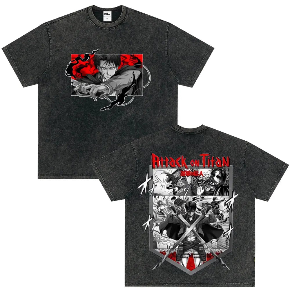 Summer Wears Anime Anime Attack on Titan Classic Cotton T-shirts New Style Washed T-shirt Fashion Streetwears Men