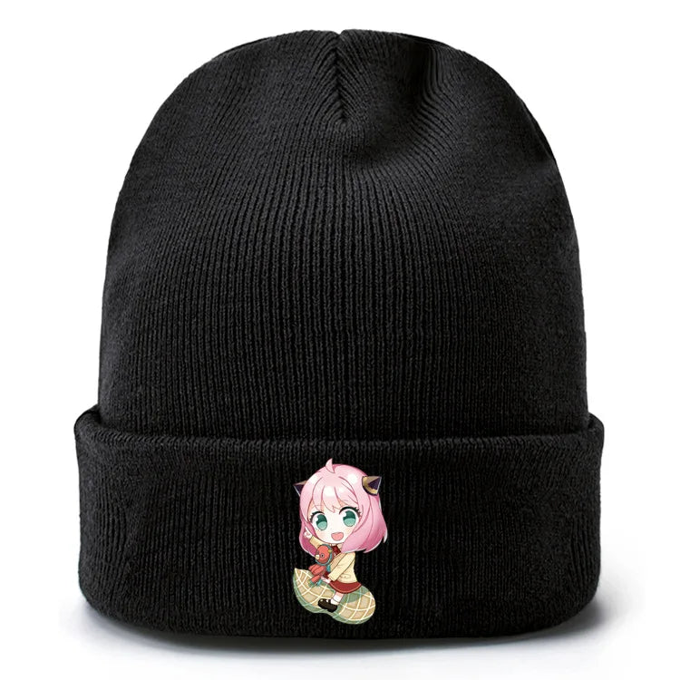 Anime Spy X Family Creative Peripheral Knitted Hats Woolen Hats Rolled Edge Printed Warm Hat Outdoor Men's Women's Trendy Hat