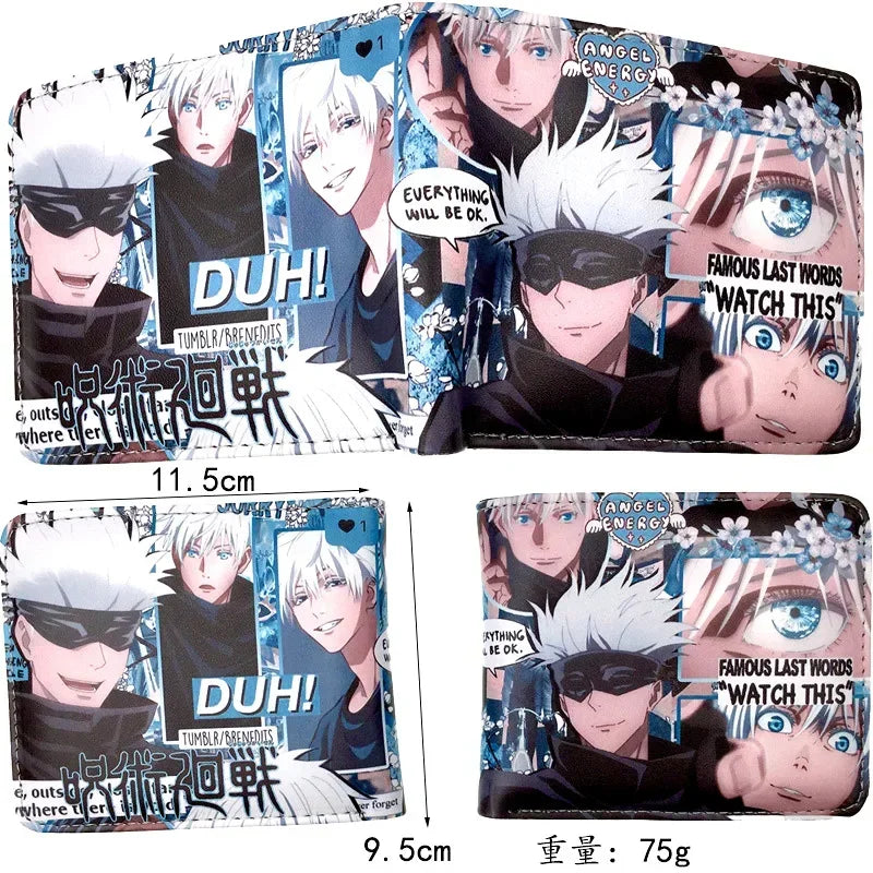 Anime Jujutsu Kaisen Gojo Satoru Bifold Short Men's Wallets Card Holders Purse