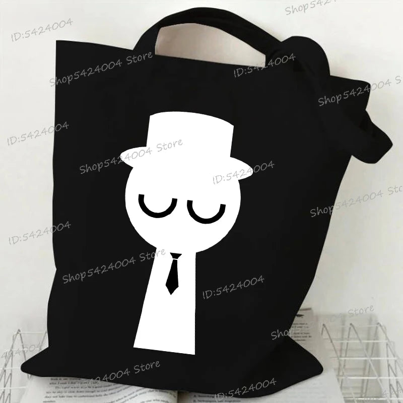 Anime Sprunki Incredibox Game Handbags Women Men Large Capacity No Zipper Canvas Tote Bag Sprunki Figure Shoulder Bag