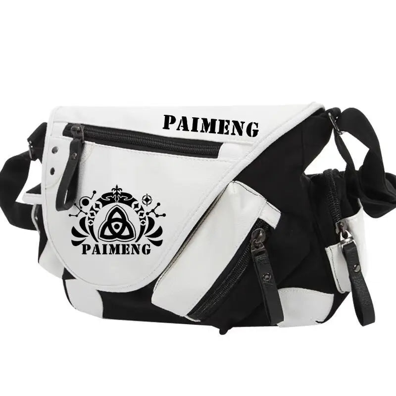 Genshin Impact Anime Canvas Casual Zipper Shoulder Bag Crossbody Bag Schoolbags Large Capacity Bag Men's Shoulder Messenger Gift