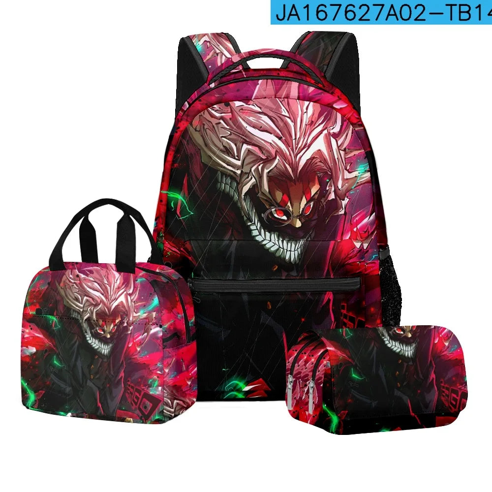 Luxury Popular Novelty DANDADAN 3D Printed 3pcs/Set student School Bags Travel Notebook Backpack Lunch bag Pencil Case