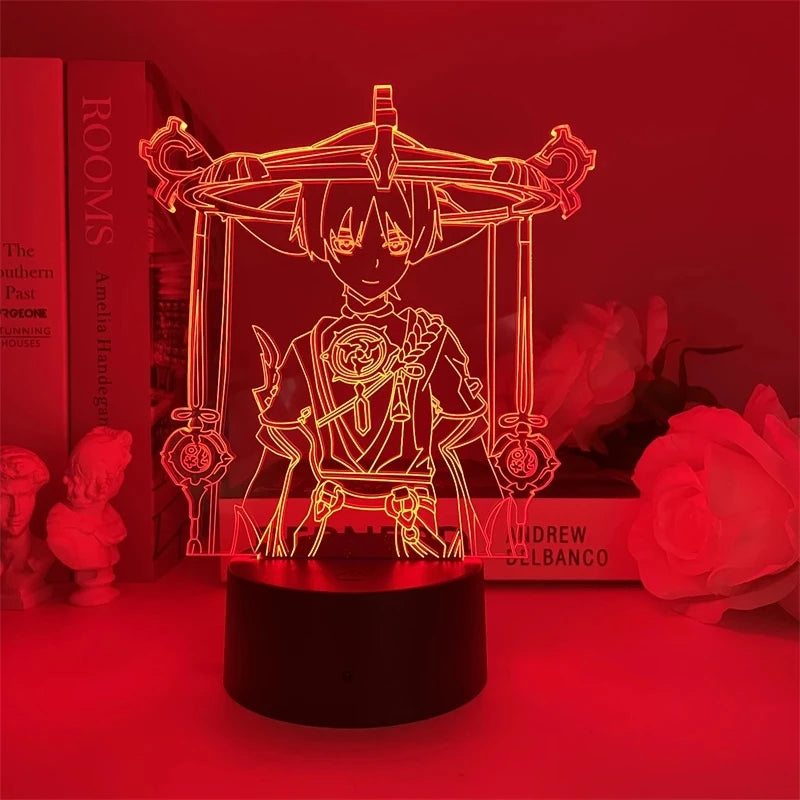 Newly Genshin Impact Night Light Yae Miko Game Figures Acrylic Stand Model 3D Table Lamp Kids Git Acrylic Bedside lamp