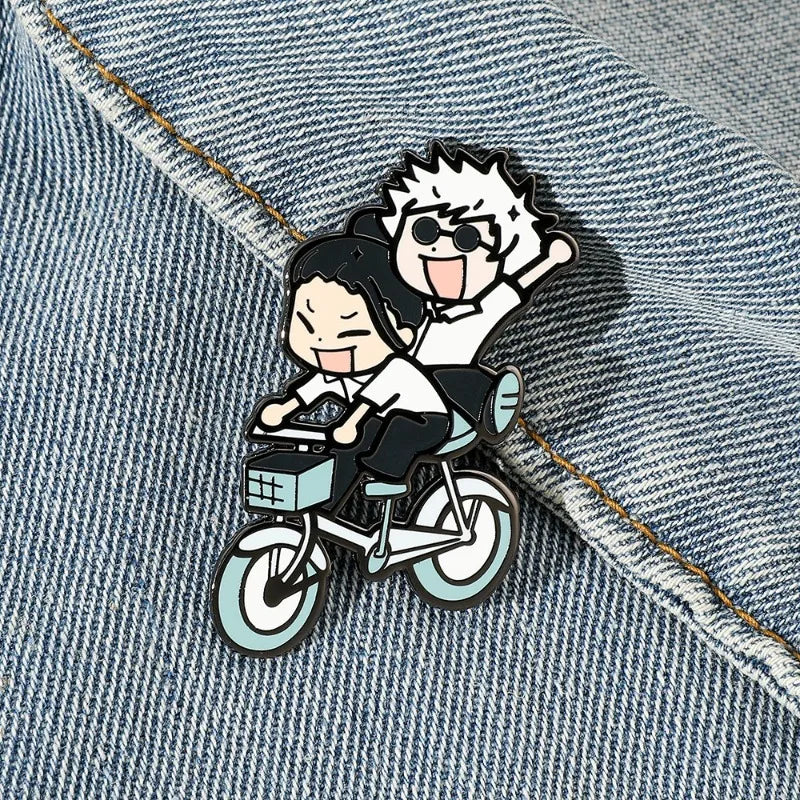 Jujutsu Kaisen Gojo and Geto Suguru Metal Alloy Drip Oil Brooch Cute and Creative Five Pieces of Wu Xia Youjie Brooch Accessorie