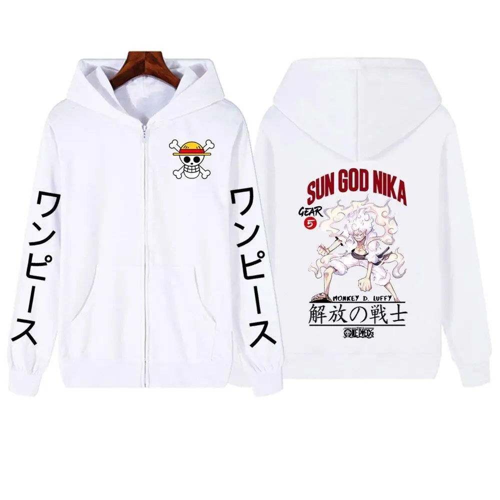 Anime Hooded Jacket One Piece Luffy Men Women Zip Up Sweatshirt Autumn Winter Fashion Graphic Print Streetwear Casual y2k Tops