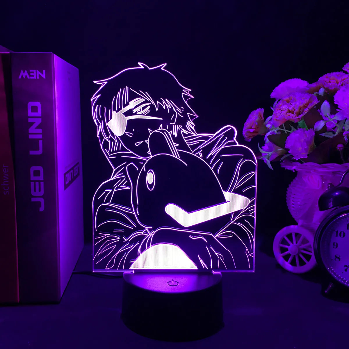 Anime Chainsaw Man Led Acrylic Stand Denji Power Makima Action Figure For Kids Bedroom Decor Nightlight Birthday