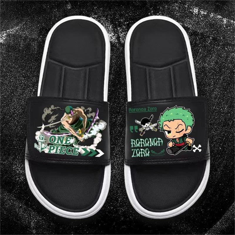One Piece Anime Luffy Zoro Nami Pattern New Slippers Men and Women Fashionable Flat Outdoor Comfortable Sandals Gift