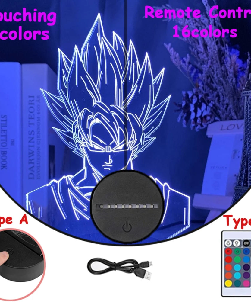 Dragon Ball Z Anime Figures 3D LED Light Childhood Desk Lamp Goku Figure Vegeta Gohan Anime Figures Room Decor Birthday Gift