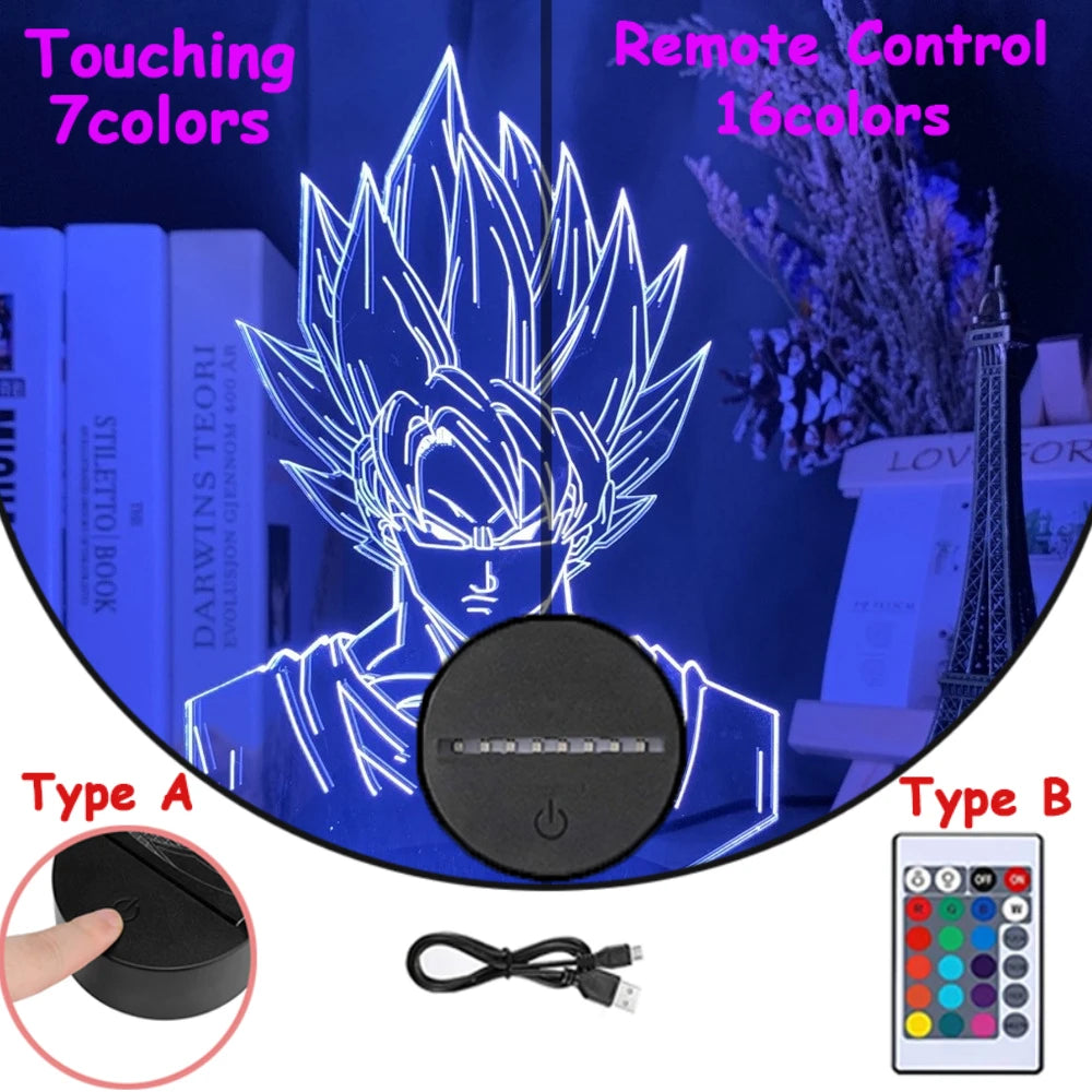 Dragon Ball Z Anime Figures 3D LED Light Childhood Desk Lamp Goku Figure Vegeta Gohan Anime Figures Room Decor Birthday Gift
