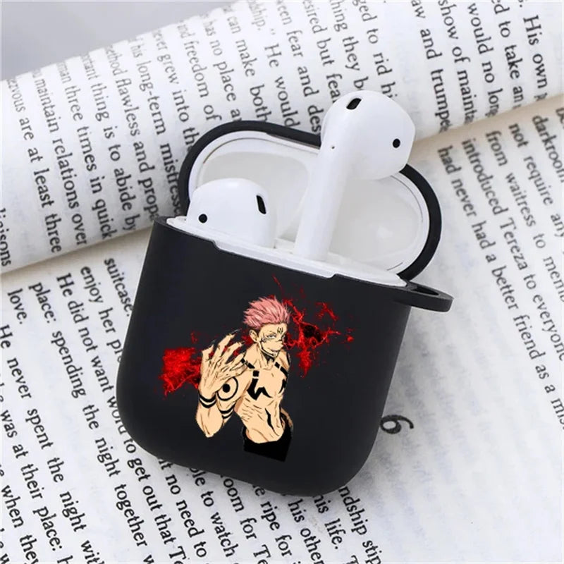 Anime Jujutsu Kaisen Case for Airpods 3 2 1 Pro Silicone Bluetooth Headphone Cover Gojo Satoru Air Pod Earphone Box Black Coque