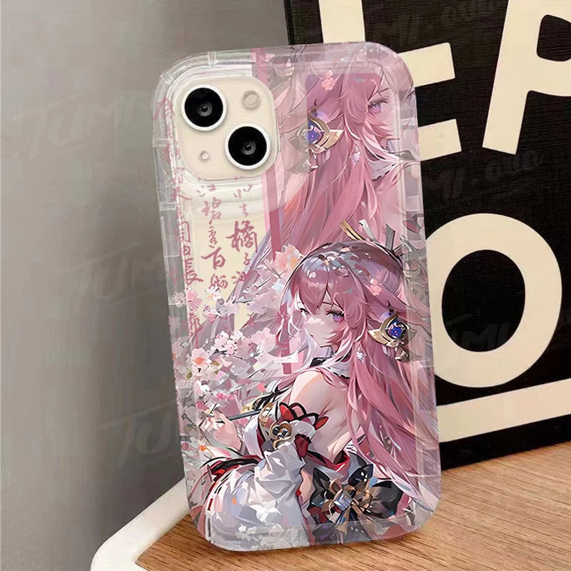 Genshin Impact Kamisato Ayaka Case for iPhone 15 14 13 12 11 Pro Max XR XS X 8 7 6 6S Plus SE 2020 Shockproof Transparent Cover