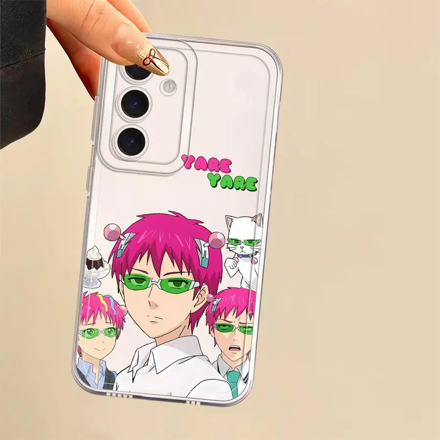 Cute Boy Saiki K-Kusuo Phone Case for Samsung Galaxy A13 A15 A16 A14 A12 A35 A34 A73 A35 A71 A72 A25 A22 Soft Cover