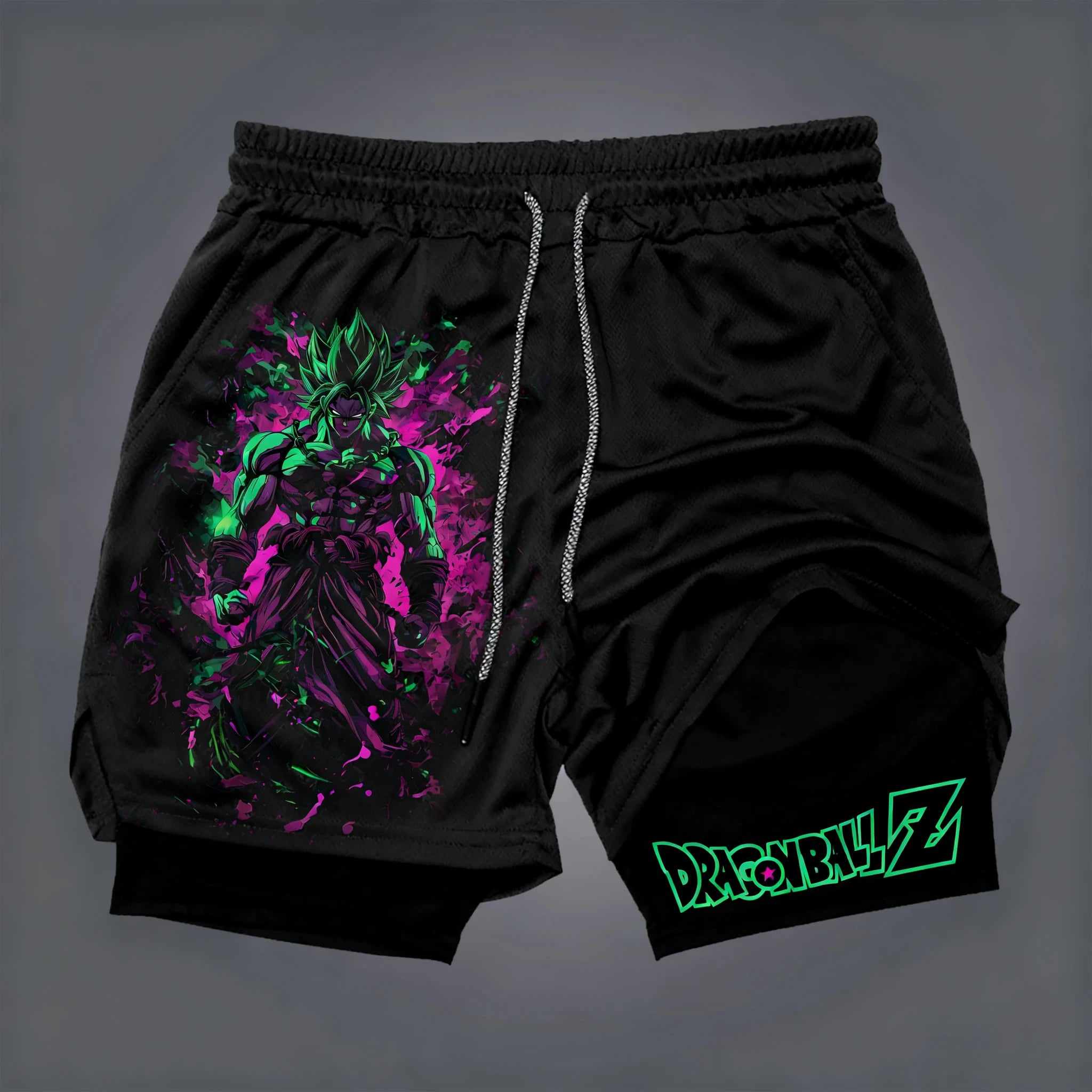 Dragon Ball Anime Joint Sports Double Layer Shorts Men's Summer New Fitness Swimming Sweat Absorbing Quick Drying 2-in-1 Shorts