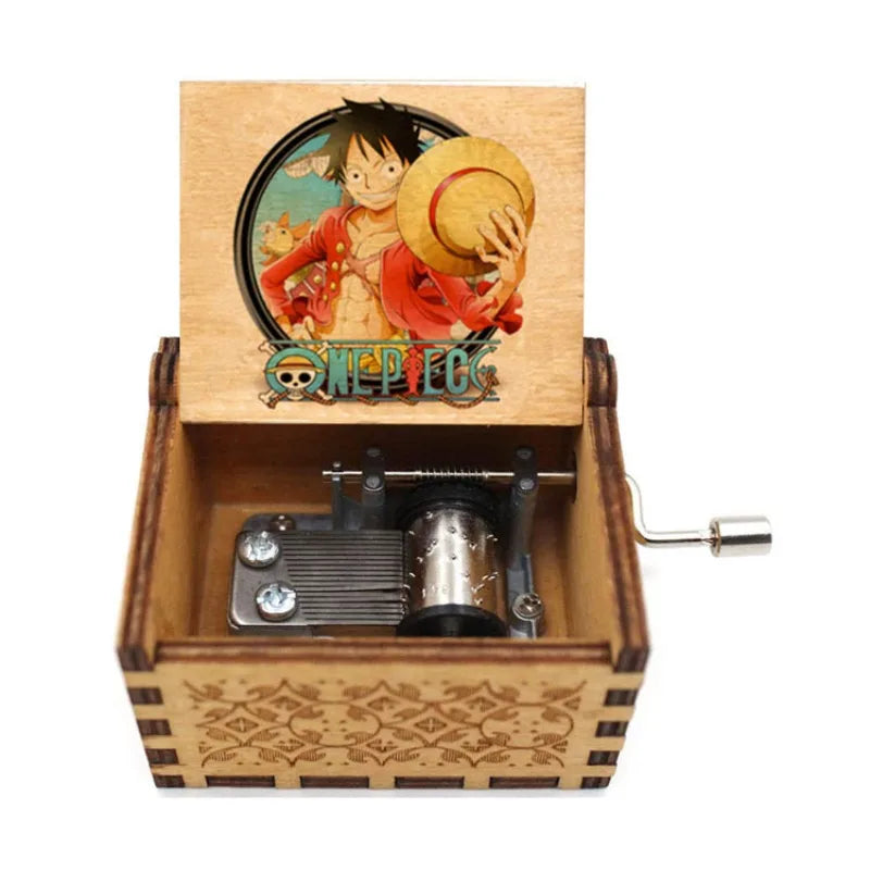 Best Sellers Kawaii Antique Carved Wooden Hand Crank One Piece Music Box Figure Happy Halloween Christmas Birthday