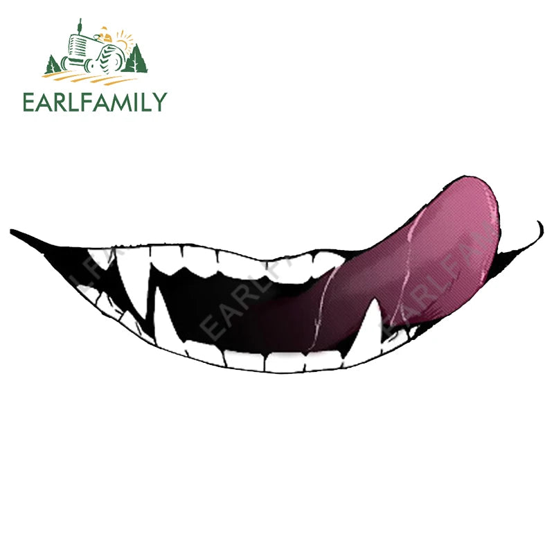 EARLFAMILY 13cm For Scary Devil Tooth Helmet Car Stickers RV JDM Motorcycle Decal Waterproof Camper Van Funny Car Accessories