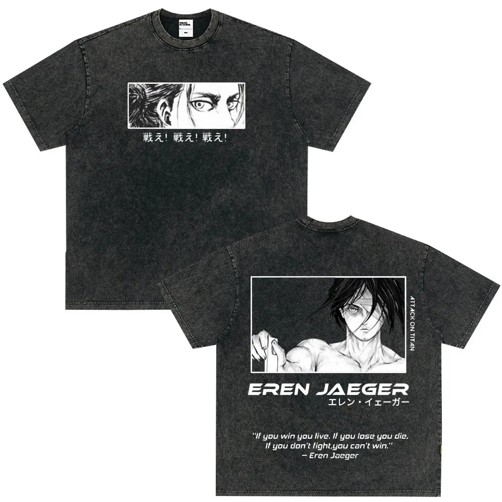 Summer Wears Anime Anime Attack on Titan Classic Cotton T-shirts New Style Washed T-shirt Fashion Streetwears Men