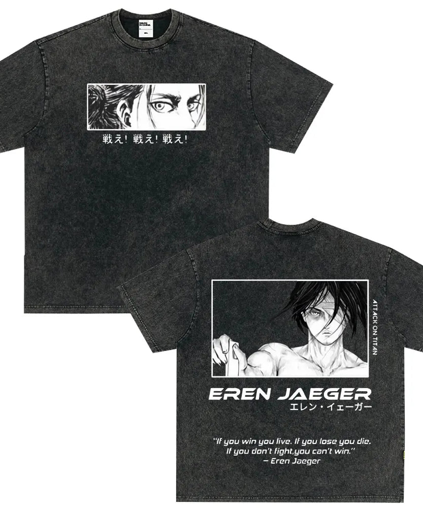 Tshirts Anime Attirtsack on Titan Washed T-shirt Vintage Wears Men Women Fashion Clothes tshirt for Teens