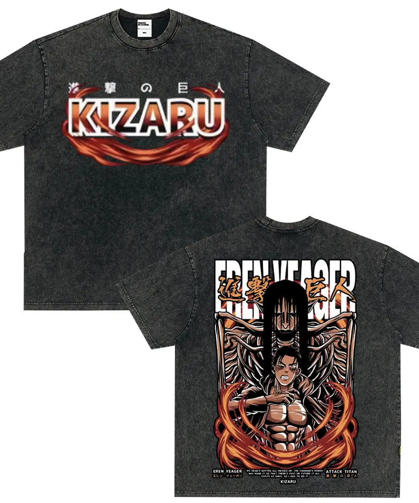 Summer Wears Anime Anime Attack on Titan Classic Cotton T-shirts New Style Washed T-shirt Fashion Streetwears Men