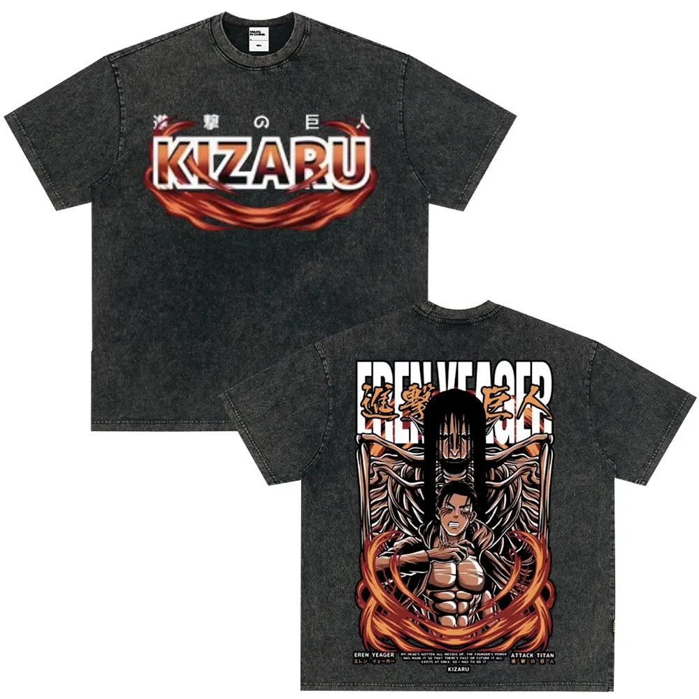 Summer Wears Anime Anime Attack on Titan Classic Cotton T-shirts New Style Washed T-shirt Fashion Streetwears Men