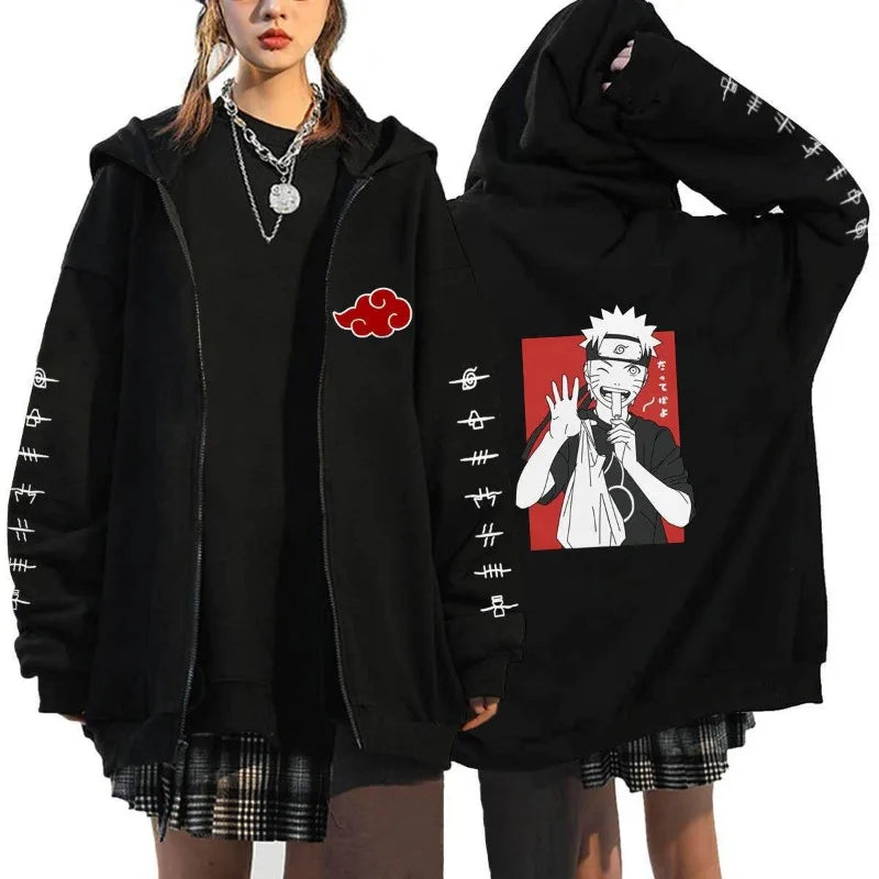 Autumn Zip Up Jacket Anime Naruto Figures Sweatshirt Men Women Plus Size Casual Clothing Harajuku Coat Halloween Gifts
