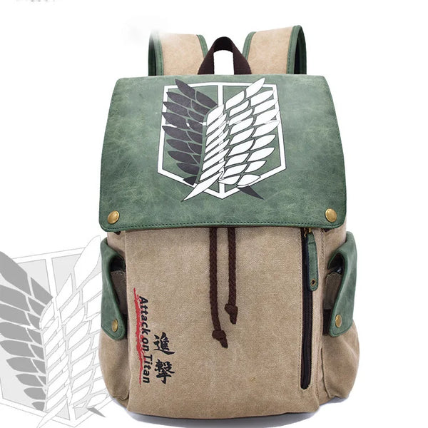 Attack on Titan Anime Canvas Daypack – Sleek Laptop Backpack for Students & Collectors