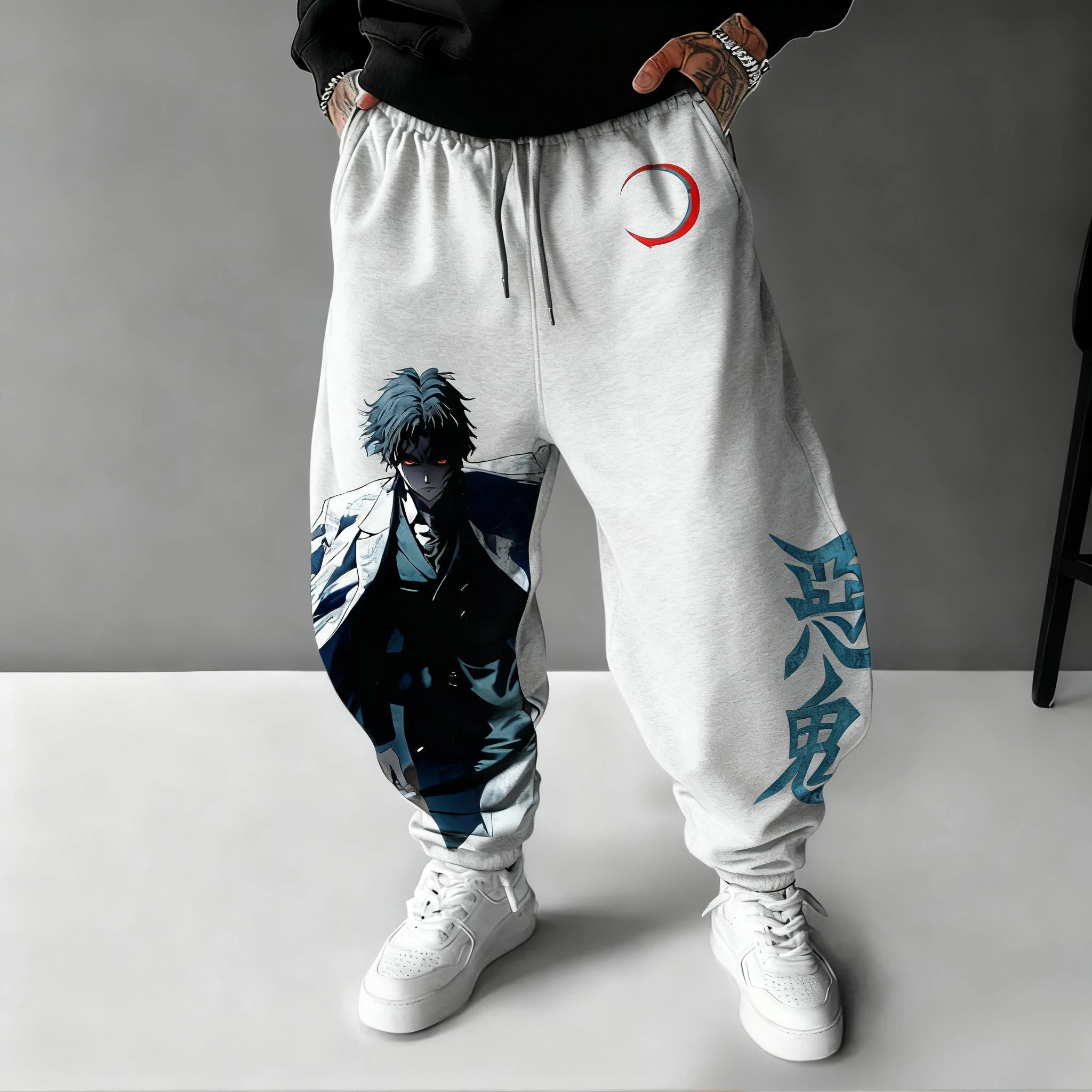 Demon Slayer Versatile Sweetpants Men's Autumn/Winter New Kibutsuji Muzan Anime Printed American Hip Hop Casual Loose Pants