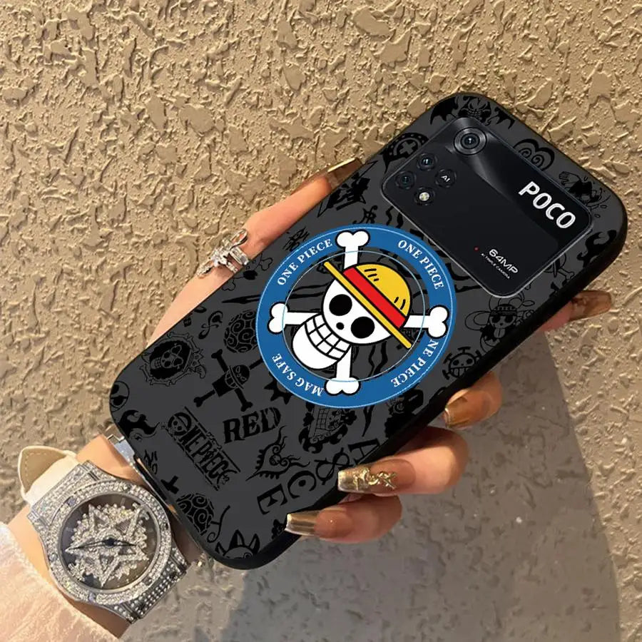 Case for Xiaomi Poco F8 F3 C71 C50 F1 C75 C61 X3 X4 X5 X7 Pro M5 M3 M4 M7 Pro Black Soft Phone Cover O-neS P-ieceS Luffy Logo