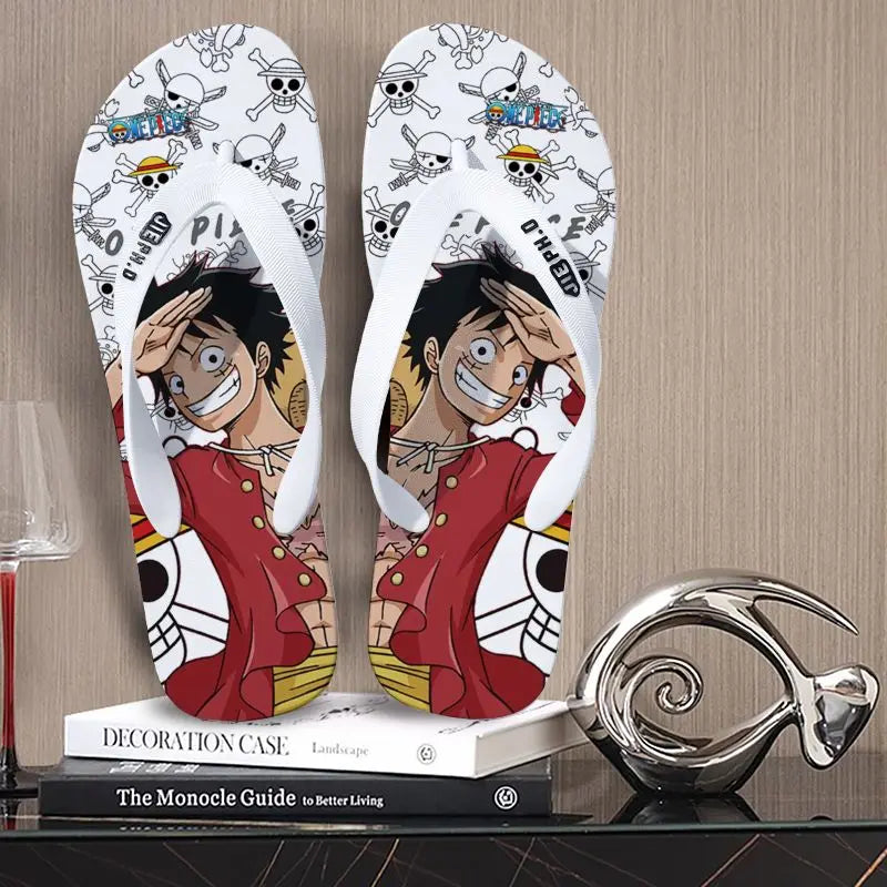 One Piece anime peripheral flip-flops Luffy Zoro creative outdoor daily anti-slip clip-on summer couple slippers gift