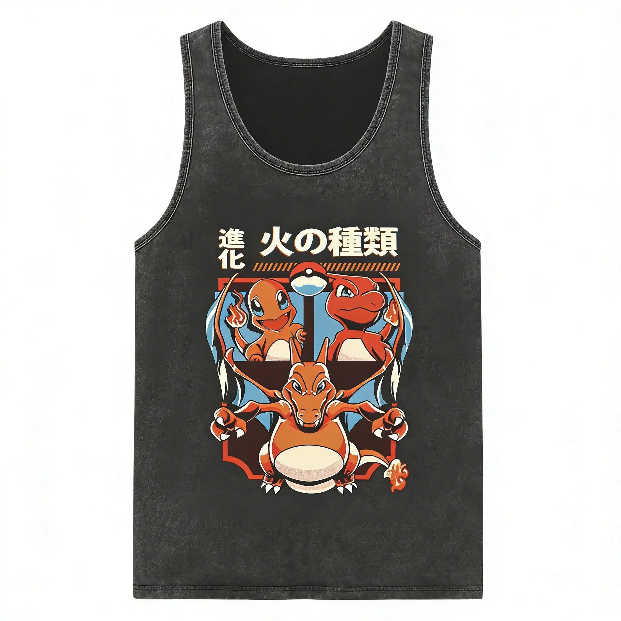 Vintage Washed Gym Vest Man T Shirt Pokemon Print Y2k Summer Sleeveless Shirt Print Streetwear Loose Casual Men's Tank Top