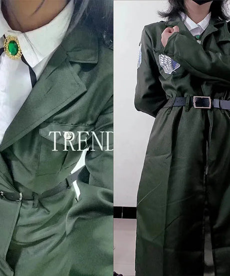 Shingekii No Kyojin Freedom Legion Green Cloak Cosplay Cape with Necklace for Anime Fans