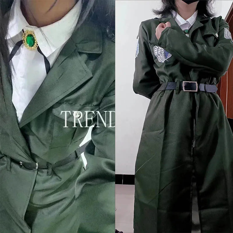Shingekii No Kyojin Freedom Legion Green Cloak Cosplay Cape with Necklace for Anime Fans