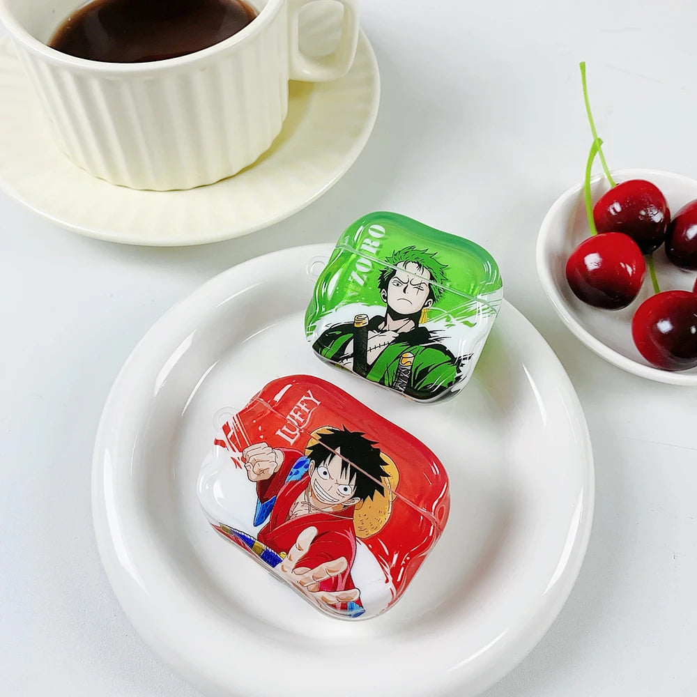Cute One Piece Luffy Zoro Model Earphone Phone Case for Apple AirPods 1 2 3 Pro 4 Pro2 2nd Bluetooth headset headphone Cover