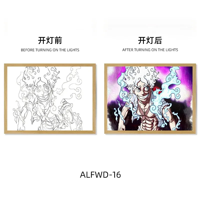 Sun God Nika Luffy Light-Up Frame – One Piece LED Desktop Decor