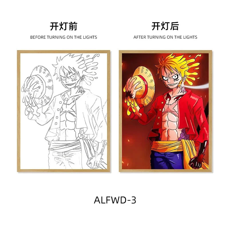 Sun God Nika Luffy Light-Up Frame – One Piece LED Desktop Decor