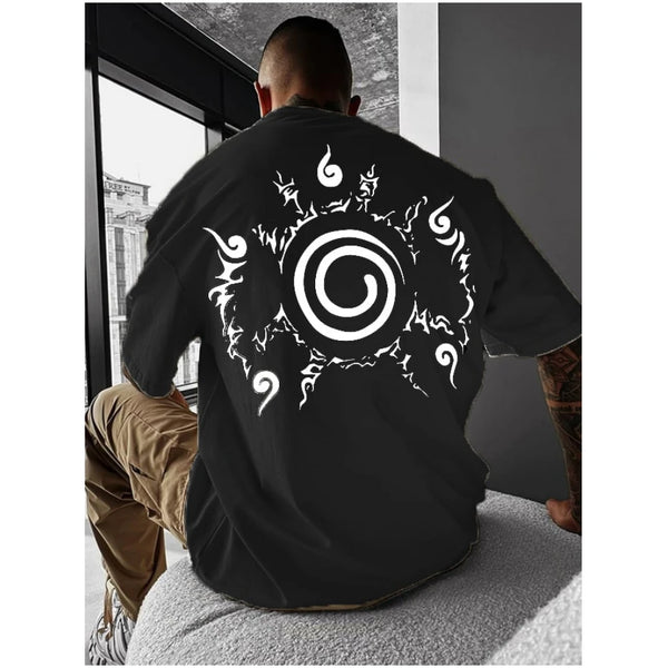 Anime Naruto 2D Graphic Print T-Shirt – Summer Casual Oversized Short Sleeve Tee for Men