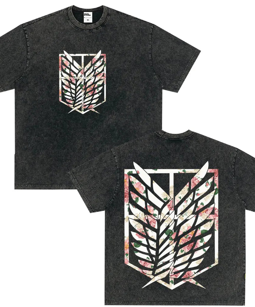 Summer Wears Anime Anime Attack on Titan Classic Cotton T-shirts New Style Washed T-shirt Fashion Streetwears Men