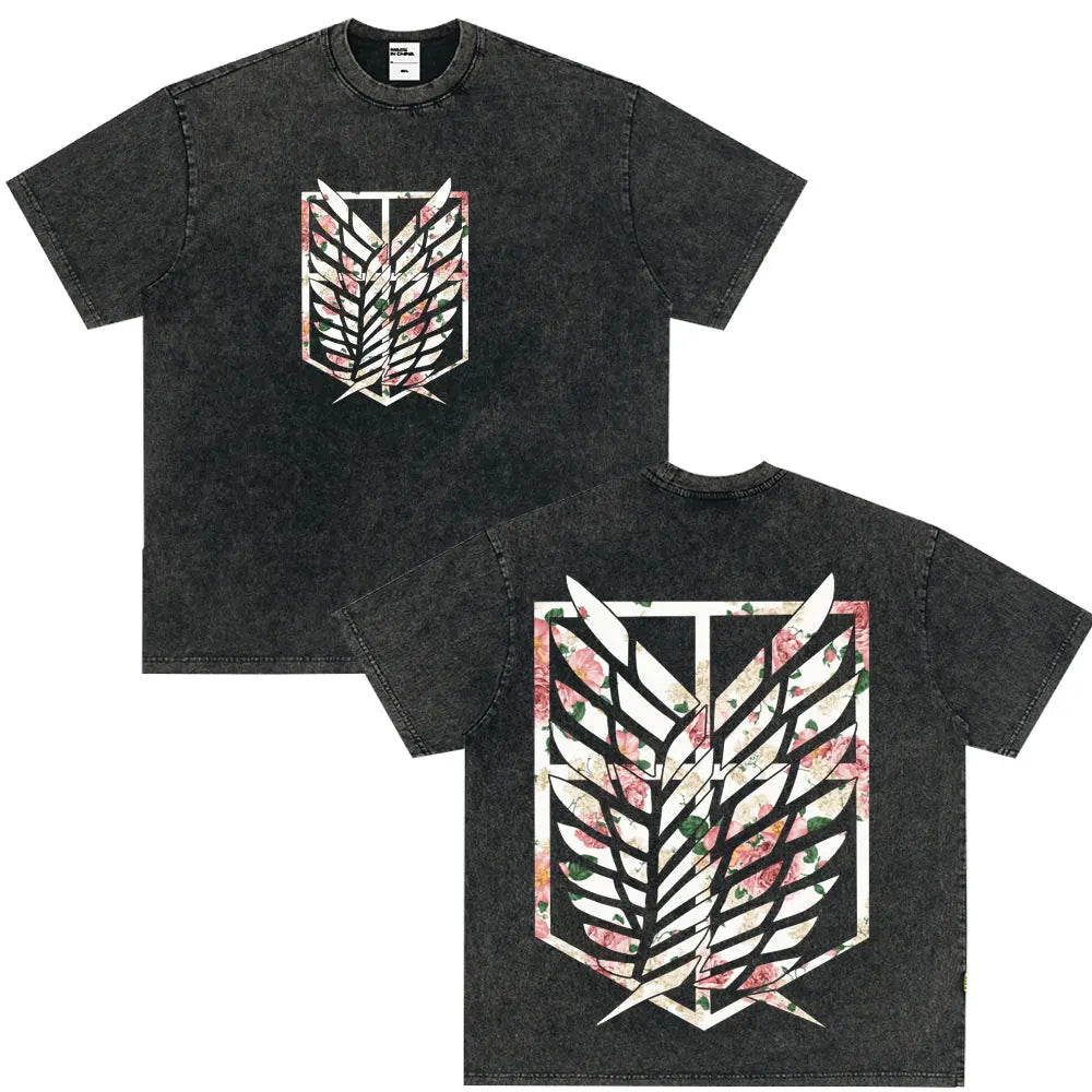 Summer Wears Anime Anime Attack on Titan Classic Cotton T-shirts New Style Washed T-shirt Fashion Streetwears Men