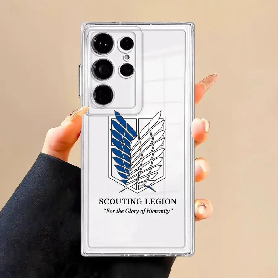 Clear Soft Case for Samsung Galaxy Note 10 20 Ultra S25 Ultra S21 S23 S24 FE S10 Plus S22 S20 Attack On T-Titan Logo