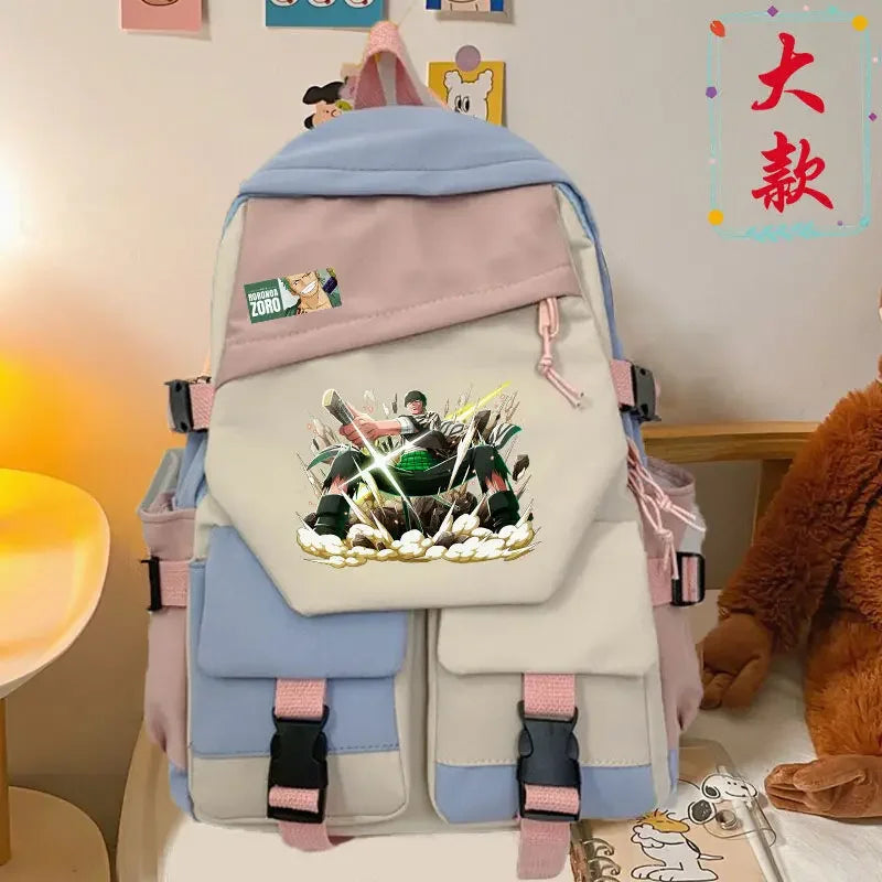 anime One Piece Luffy Zoro anime backpack large capacity student school bag male campus Korean version backpack birthday gift