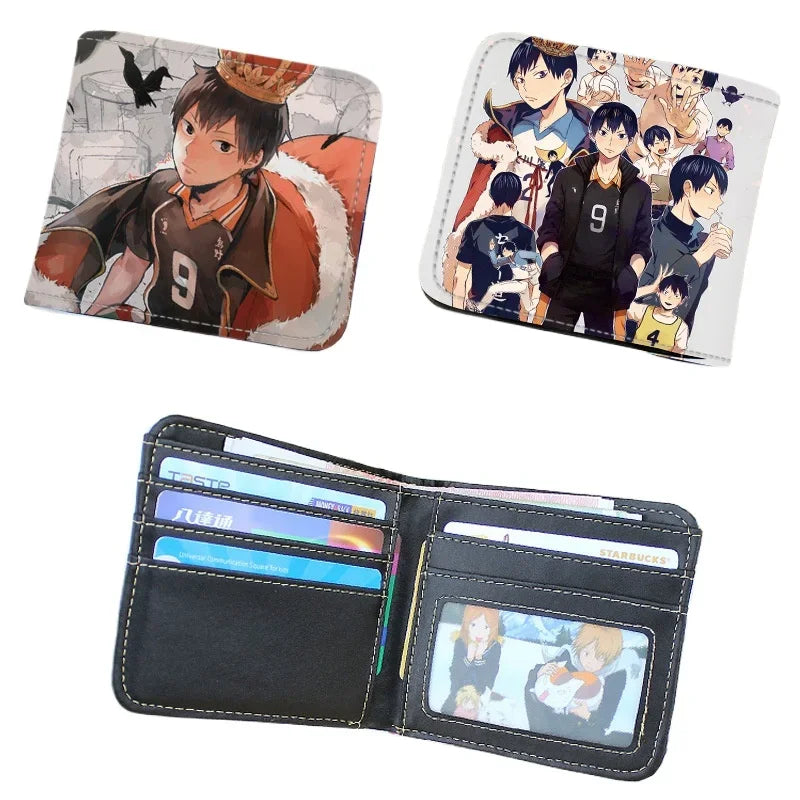 Anime Haikyu!! Short PU Leather Wallet Cute Hinata Shoyo Kageyama Tobio Folding Purse