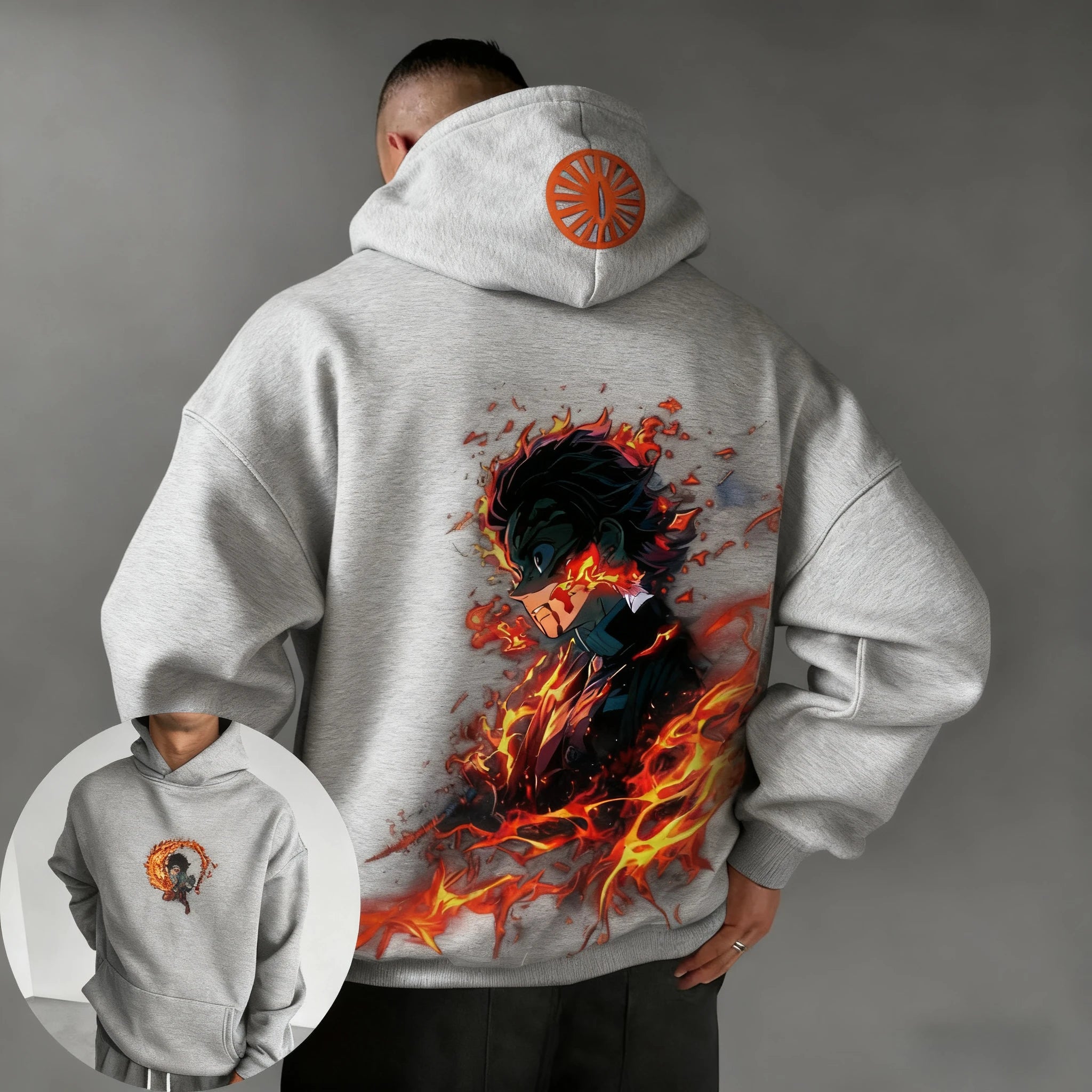 Demon Slayer Autumn/Winter New Men's Hoodie Kamado Tanjirou Anime Printed Loose Casual Hip Hop Parent Child Sweater Top
