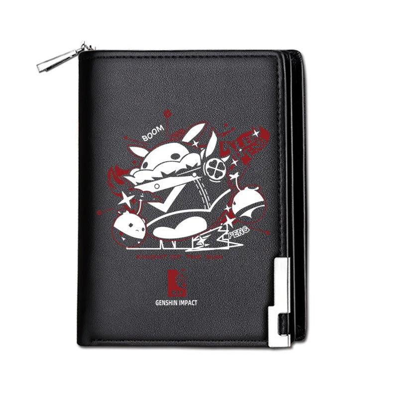 Genshin Impact Mondstadt Anime Peripheral New Zipper PU Wallet Handsome Personality Boy Print Coin Purse Short Card Pack Holiday